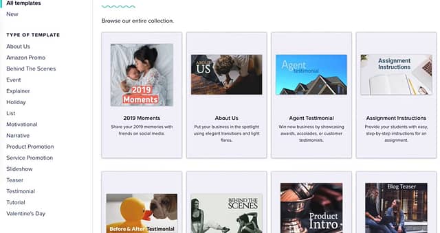 Software de criação de vídeo Animoto