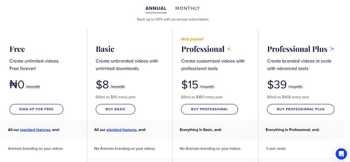 Software de criação de vídeo Animoto