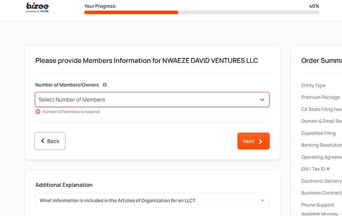 Pendaftaran Bisnis Bizee di AS