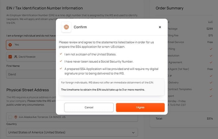 Pendaftaran Bisnis Bizee di AS