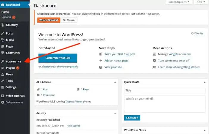 Dashboard WordPress