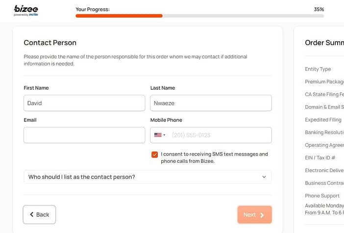 Pendaftaran Bisnis Bizee di AS